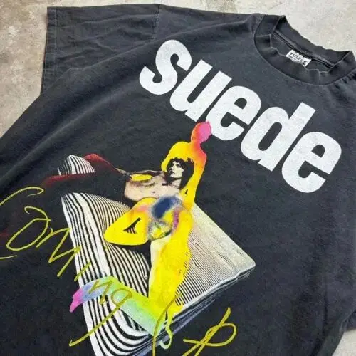 Camisetas con estampado de roca de los años 90, camisa Vintage de banda de SUEDE L Coming Up UK Rock Band 1996, camisas con reimpresión, ropa informal holgada Unisex