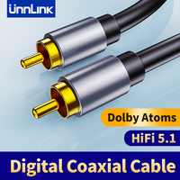 Unnlink Digital Coaxial Audio Cable Hifi 5.1 Coaxial Cord Dolby Atmos for Soundbar Subwoofer DVD Amplifiers TV 1 to 3 Meters