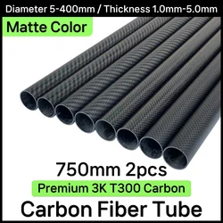 2pcs/lot 750mm Carbon Fiber Tube 3K Hardness Composite Material OD 10mm 12mm 16mm 18mm 20mm 22mm 25mm 30mm