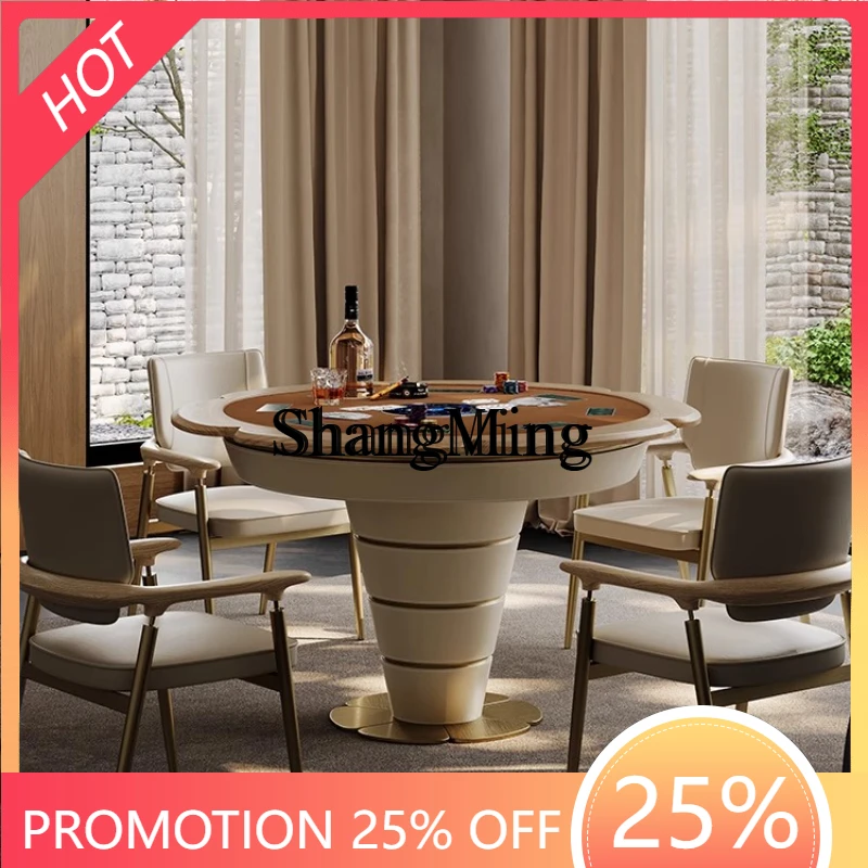 FG good-looking  Light Luxury Luxury Villa Clubhouse Modern Ash Wood Chess and Card Room Round Table Chair