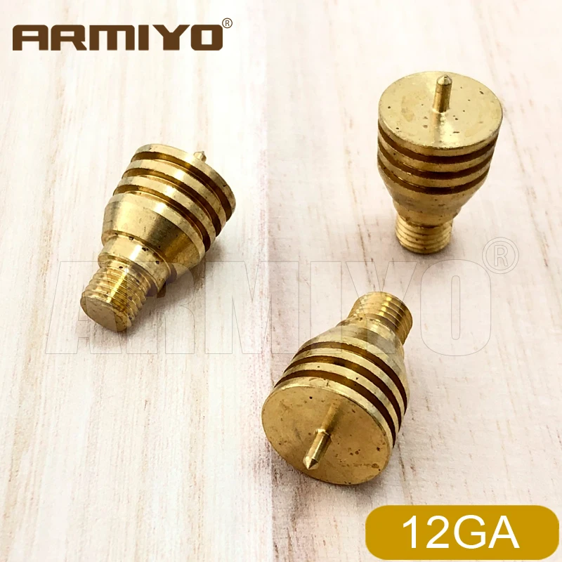 Armiyo 12GA Brass Jag Head Spear Copper Tip Hunting Shogun Carbon Deposit Cleaning Brush Puller Holder 8-32 to 5/16