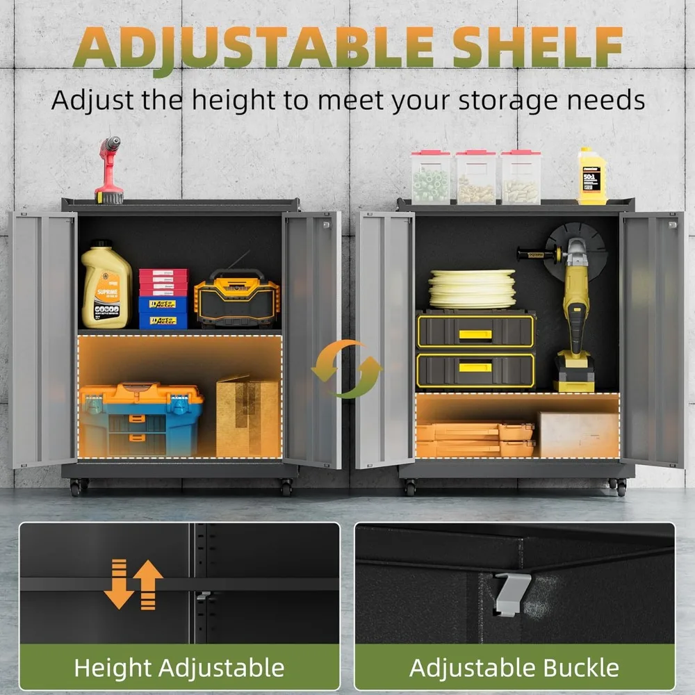 Armoire à outils roulante en métal robuste 34 résistant à la rouille avec roulettes pour le rangement du garage et les outils de suspension