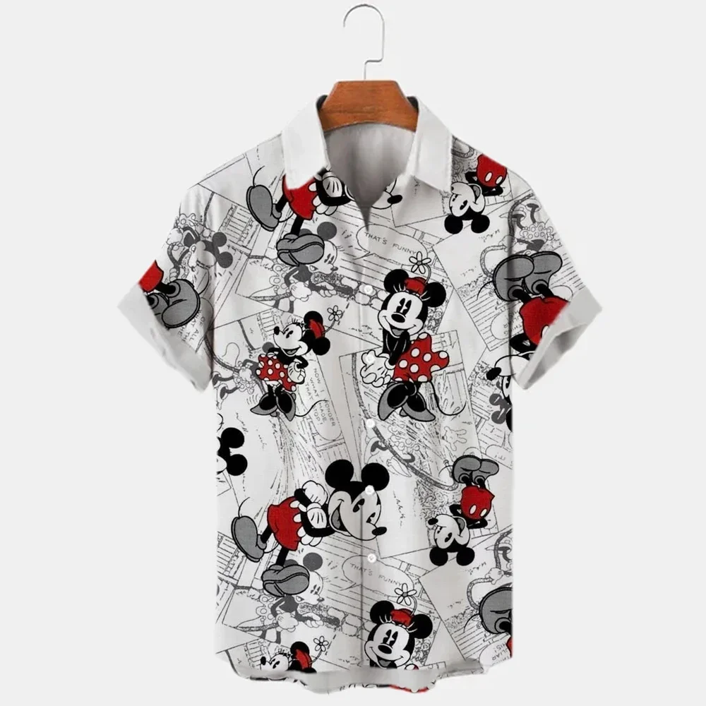 New Disney Hawaiian Shirts Summer Casual Button Up Shirts Beach Vacation Short Sleeves Disney 3D Print Fashion Men\'s Lapel shirt