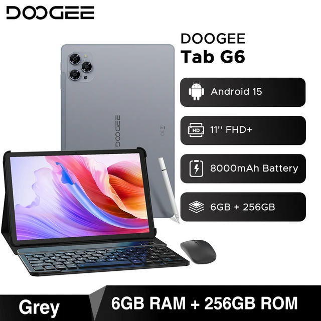 DOOGEE Tab G6 2 IN 1 Tablet Android 15 Dual Speakers 11'' Screen