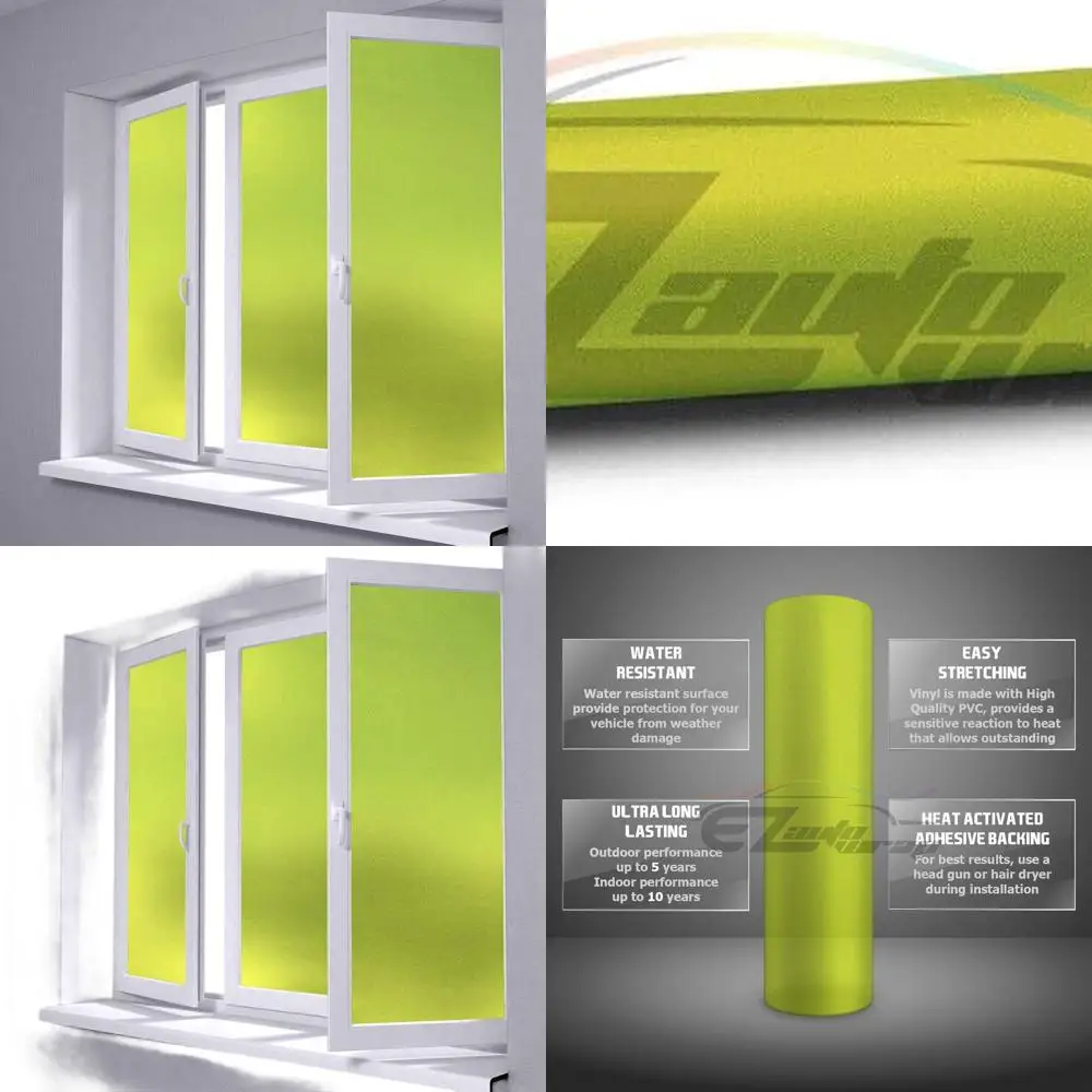 

Neon Yellow Frosted Glass Window Film for Privacy, Waterproof, Easy Peel and Stick, 4ft x 9ft, Includes Free Tool Kit
