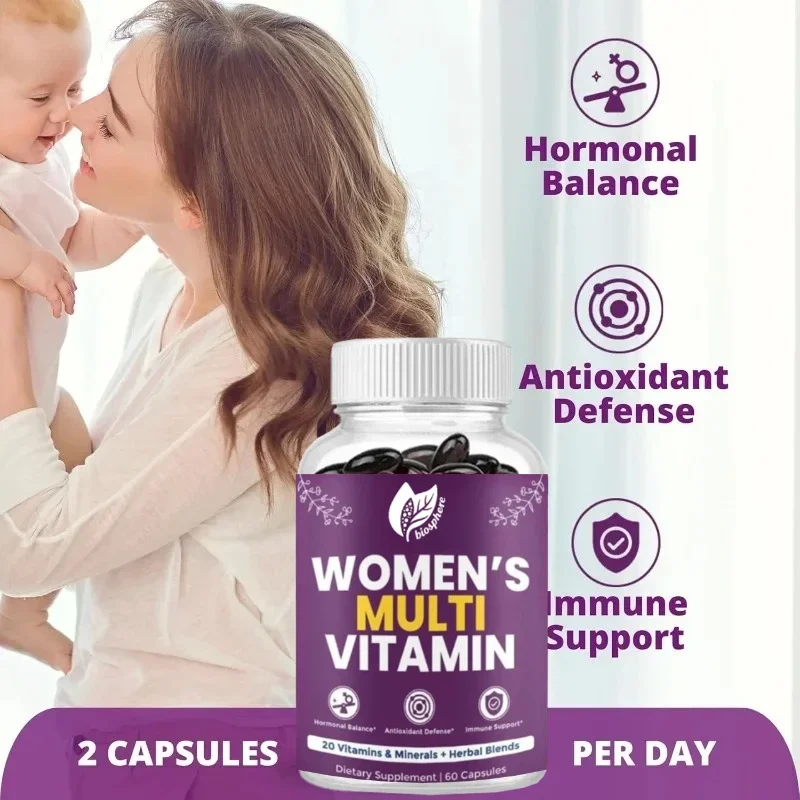 

Women's Daily Multivitamins 60 Capsules Comprehensive Support for Energy Hair Skin Nail Health