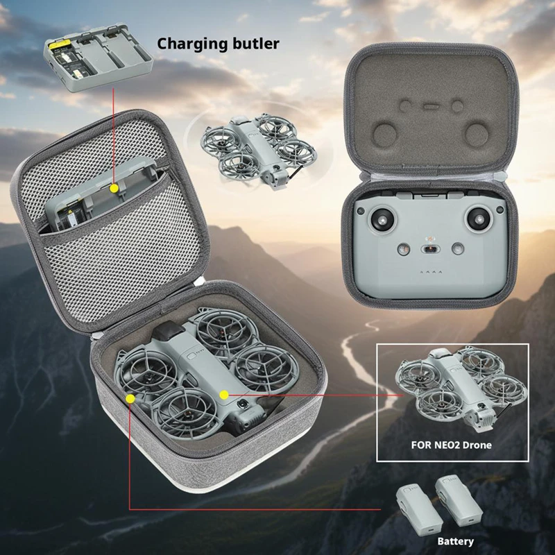 

Противоударный чехол для DJI NEO 2 Fly More Combo Kit, портативная сумка для хранения аксессуаров для дрона DJI Neo 2 RC N3