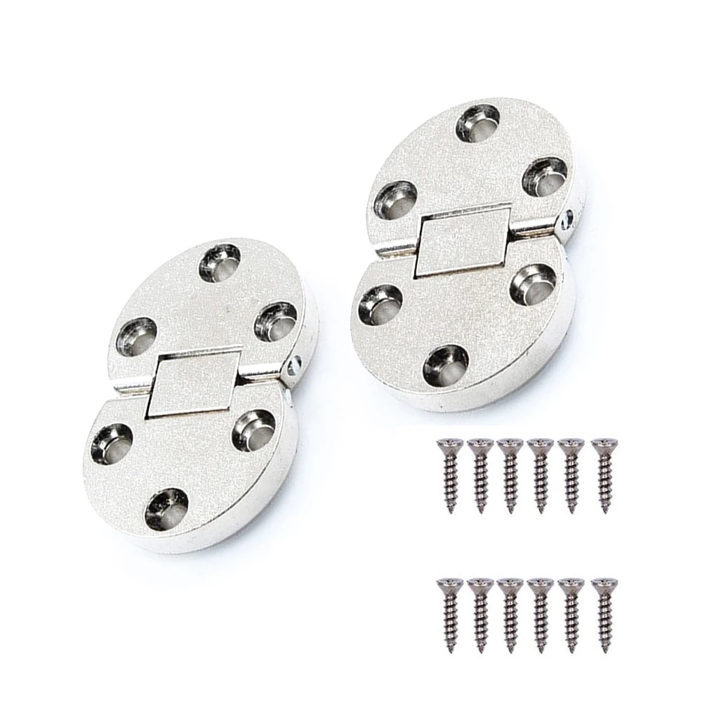 2Pcs Zinc Alloy Round Folding Table Hidden Hinge Furniture Cabinet Concealed Connector Bracket Embedded Hinge for Flap Table