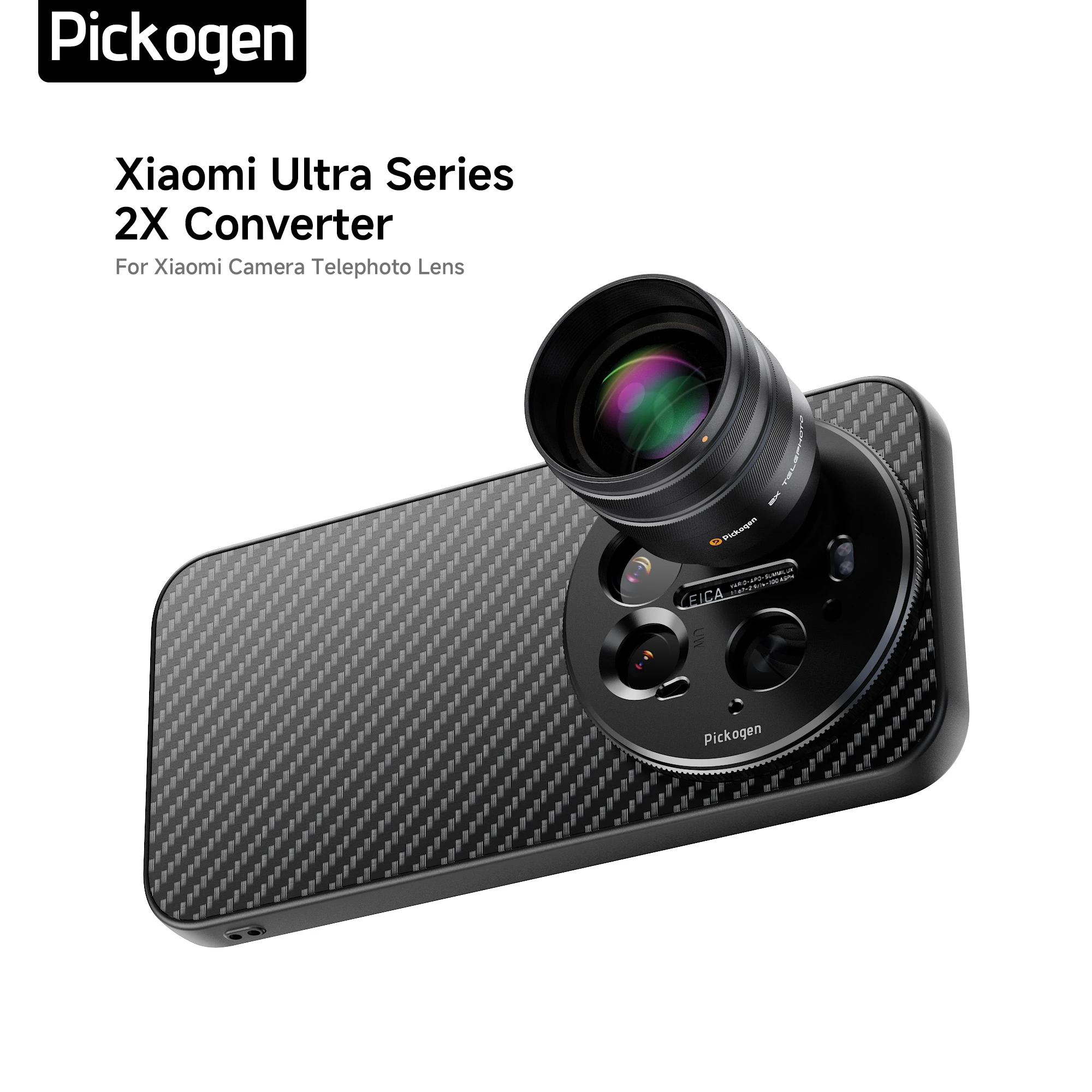 PICKOGEN 2Xコンバーター 携帯電話カメラ望遠レンズ用、240mmテレコンバーター 携帯ケース付き vivo Xiaomi 15Ultra 17Ultra対応
