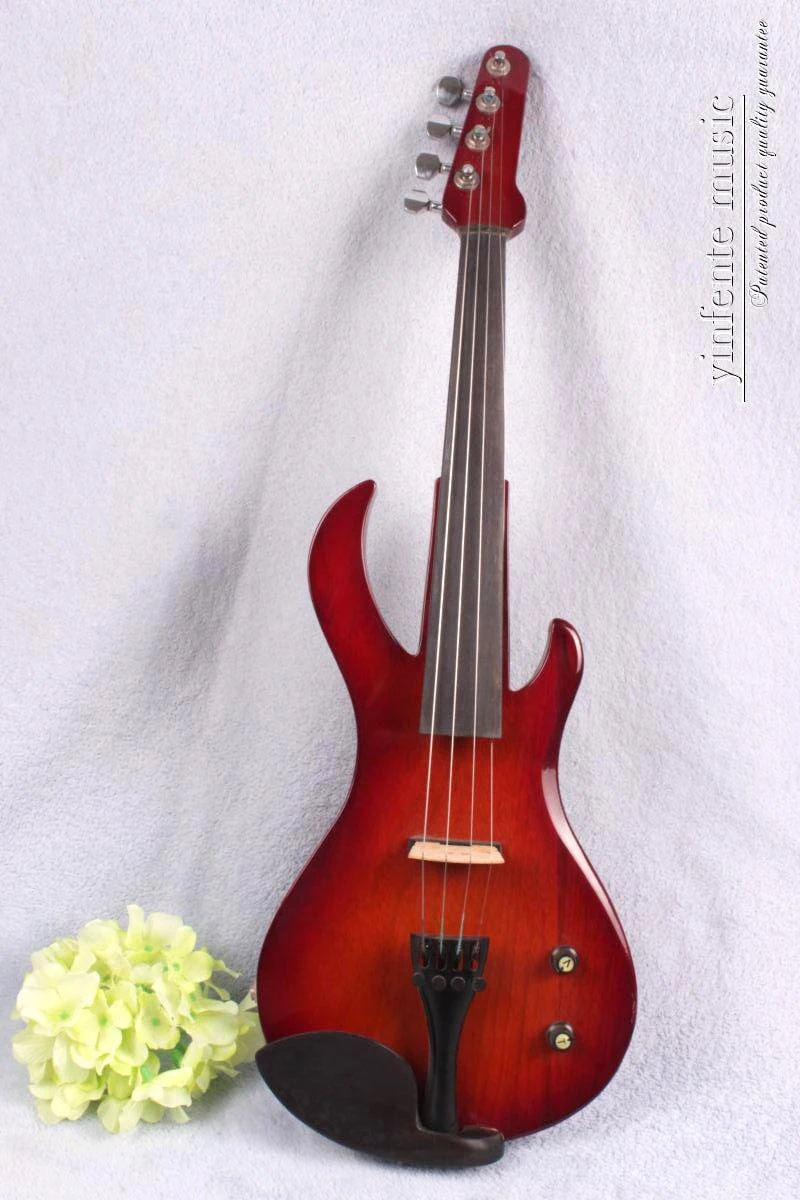 4 String RED   Electric Violin New 4/4 Flame guitar shape Solid wood Powerful Sound EV20-8