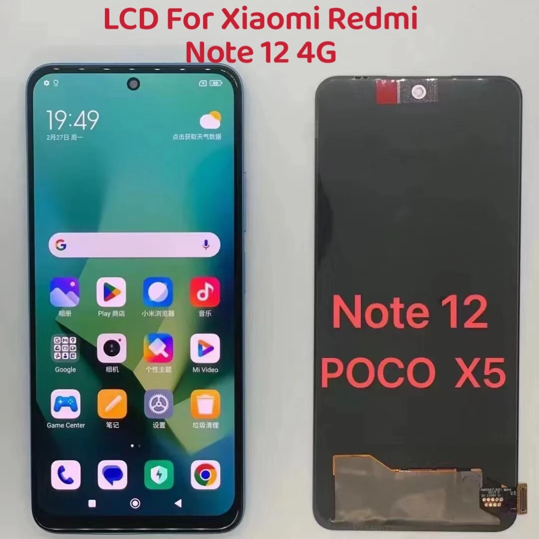 AMOLED/TFT Screen For Xiaomi Redmi Note 12 4G 23021RAAEG 23021RAA2Y Lcd Display Digitizer Touch Screen For POCO X5 LCD Display