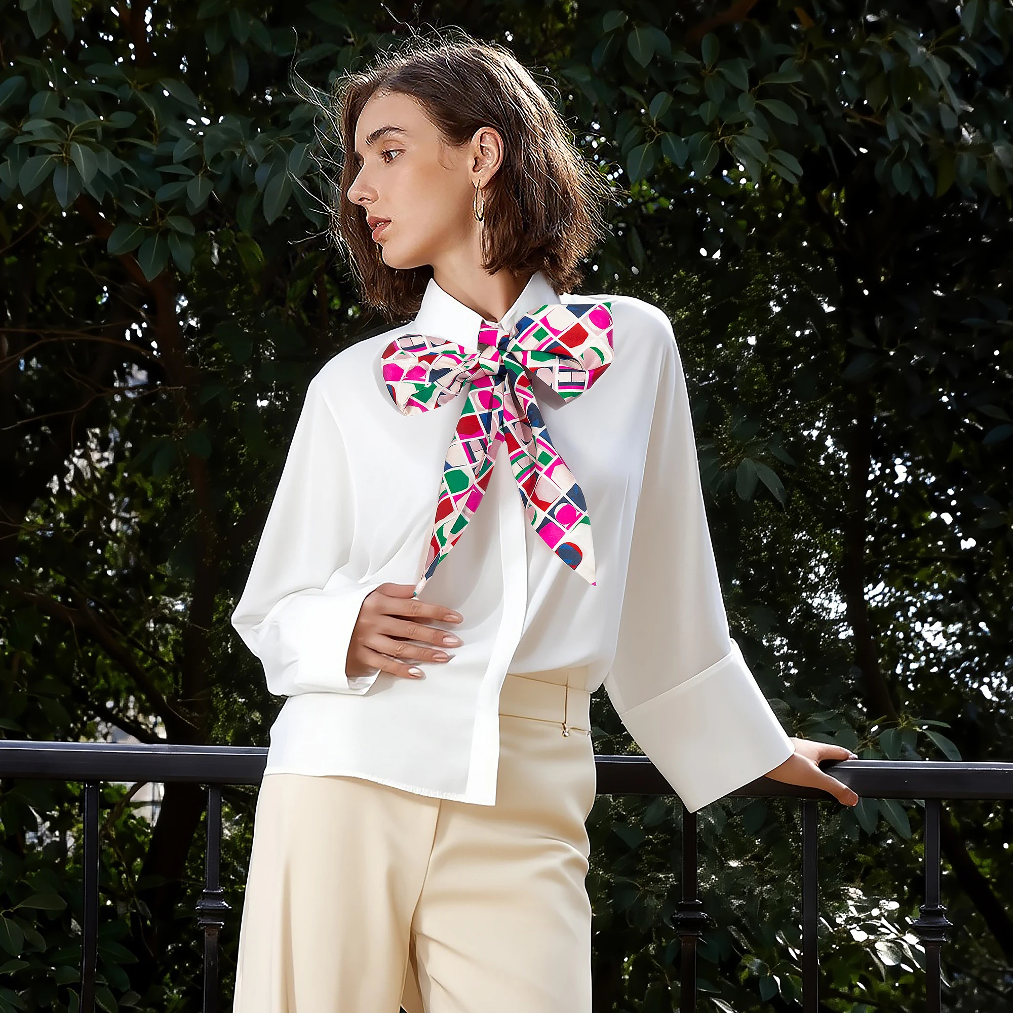 CHCH Women's Classic Autumn Fashion Elegant Office Ladies Long Sleeve Shirt Ribbon Design Commuting Dating Female Basic Blouses