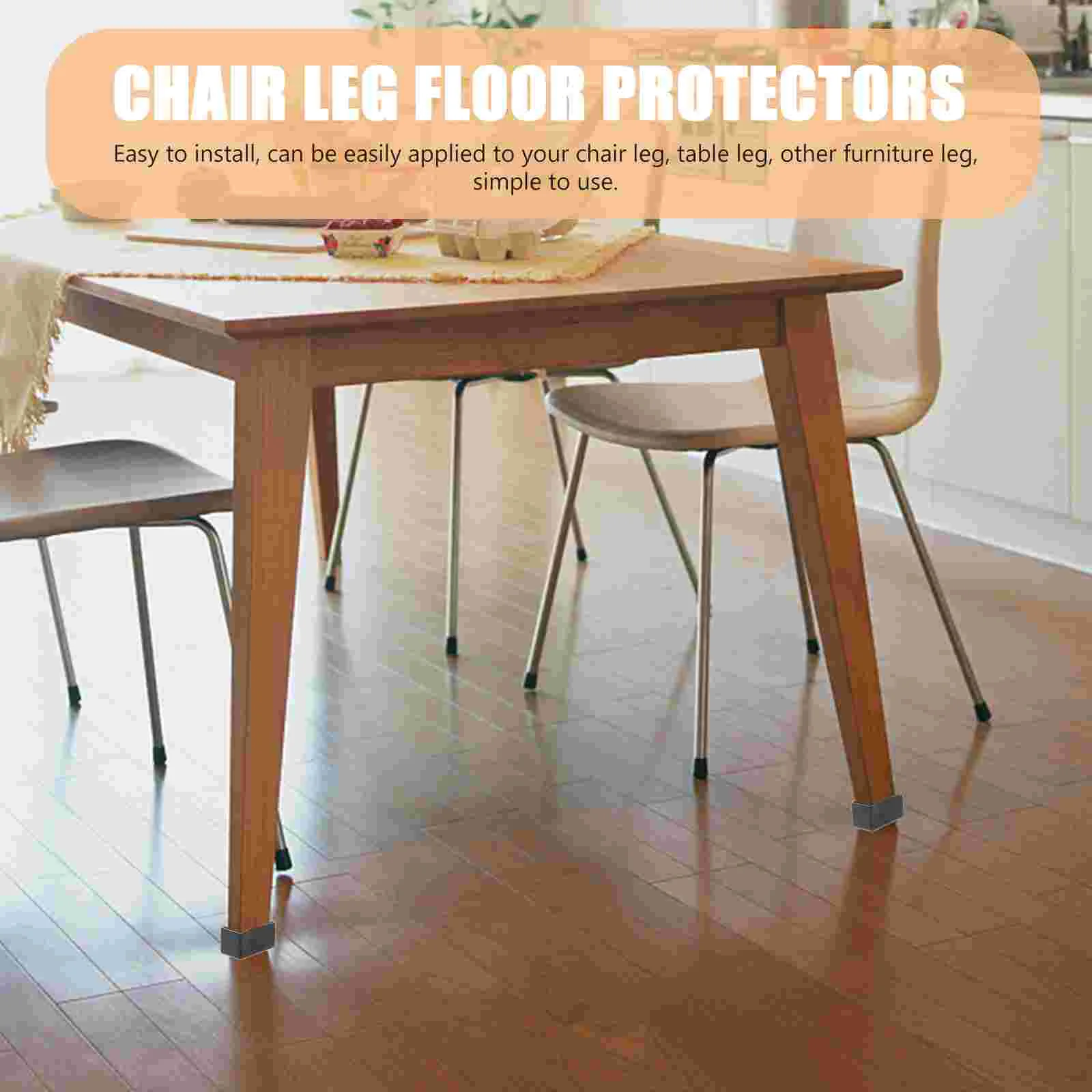 20 Pcs Desk Legs Chair Foot Cover Floor Protectors Table 4x2 Black Covers