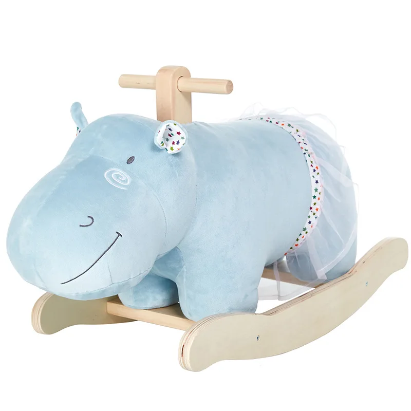 rocking horse Adult can sit in ballet skirt Hippo rocking horse small rocking chair Children's toy wooden horse baby bouncer