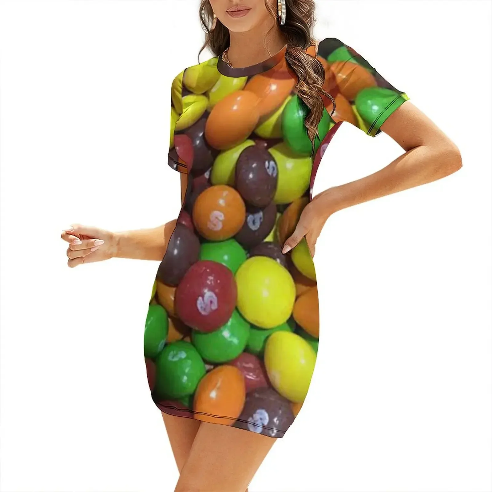 

SKITTLES Short-Sleeved Dress dress for women 2026 ceremony dresses birthday dress for women luxury 2026