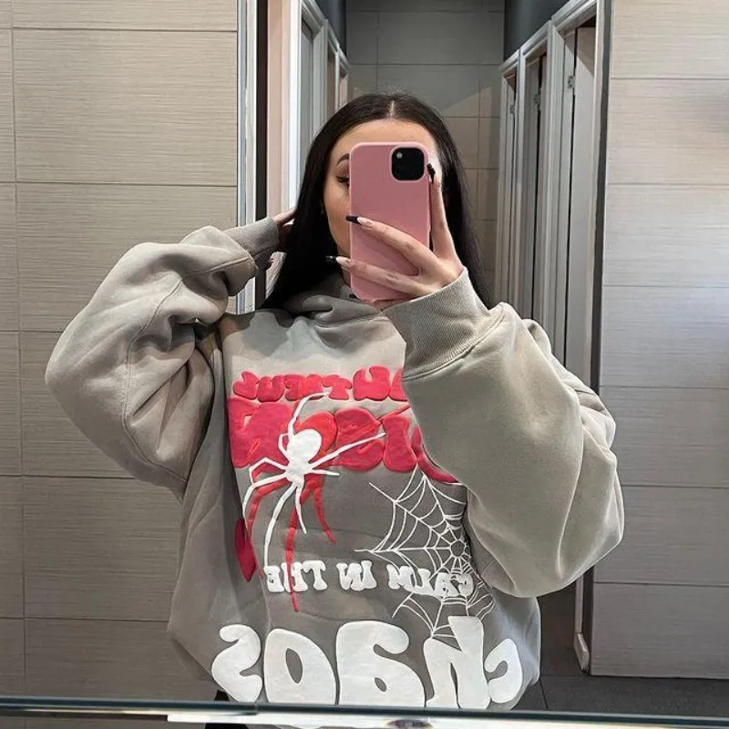 Y2K Hoodies Women Harajuku Letter Print Loose Sweatshirt Trousers Hip Hop Punk Long Sleeve Pocket  Tops Sweatpant Streetwear