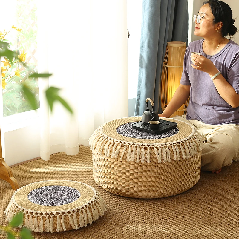 

Petty bourgeoisie pastoral leisure straw futon seat cushion bay window seat cushion drinking tea zen ground mat tatami coffee ta