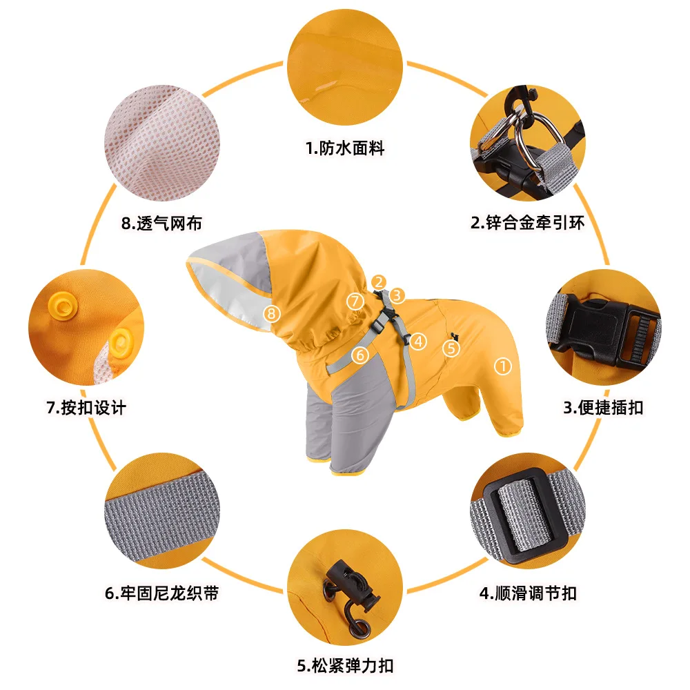 Chubasquero impermeable transpirable con capucha para perro todo clima - imagen 3