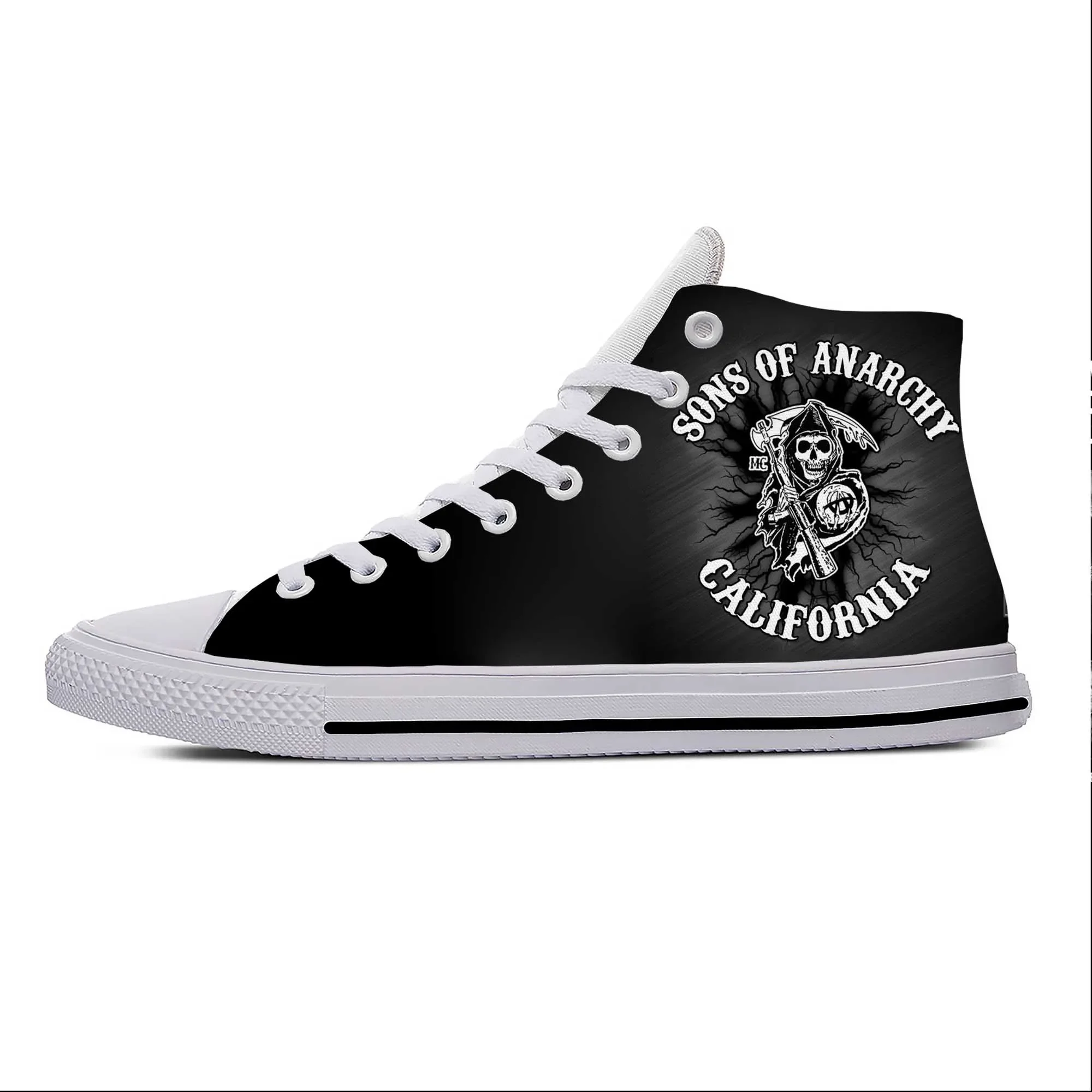 Sons of Anarchy SAMCRO SOA Anime Cartoon Comic Casual Cloth Shoes High Top Lightweight Breathable 3D Print Men Women Sneakers