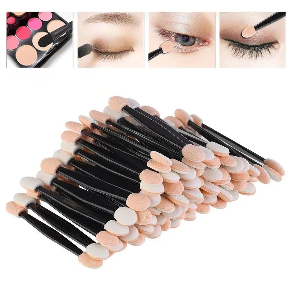 100Pcs Nail Powder Brushes Sponge Double Sided Applicator Mirror Chrome Pigment Easy Sponge Stick Latex Sponge Head Makeup Tools