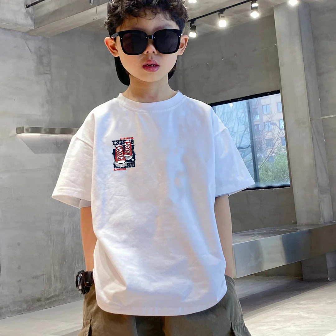 Summer New Children's Clothing Pure Cotton Short Sleeve T-shirt Trend Letter Pattern Printed T-shirt Breathable Casual Style