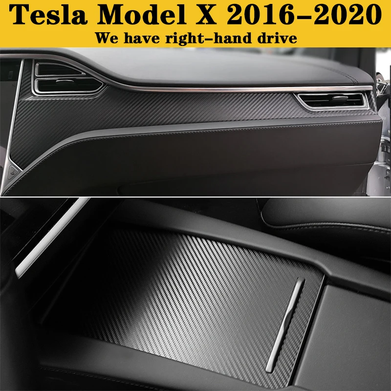Image of Geeignet für Innenaufkleber von Model X, modifizierte Kohlefaserfolie für Zentralsteuerung, Gangschaltung für Tesla Model X 2016–2020