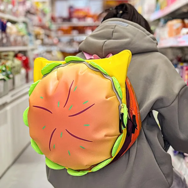 

Winter Explosion 2026 New Cartoon Cheese Cute Versatile Trend Schoolbag Burger Large Capacity Multi-layer Women's Backpack
