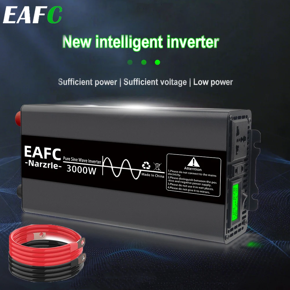 EAFC 3000W Inverter Pure Sine Wave DC 12V to AC 220V Inverter Voltage Transfer Converter Charging Multi functional Outdoor Tool