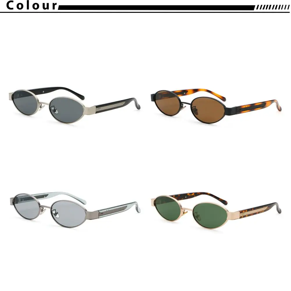 CATERSIDE Neue Retro-Sonnenbrille für Herren, hochwertige Metall-Sonnenbrille mit ovalem kleinem Rahmen, Damen-Sonnenbrille für den Außenbereich, Street-Hip-Hop-Brille, UV400 – Detail 1