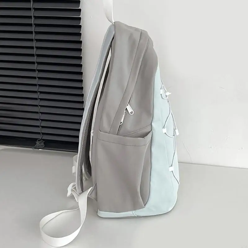 X7XC Fashionable Contrast Color Backpack with Bungee Cord for Teens Adults Large Capacity School Bag with Laptop Compartment