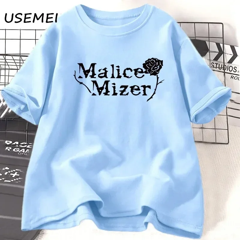 Malice Mizer Rose T-Shirt Women's Men's Rock Music Pattern Crew Neck Cotton Short Sleeve T Extra Large Street Women's Clothing