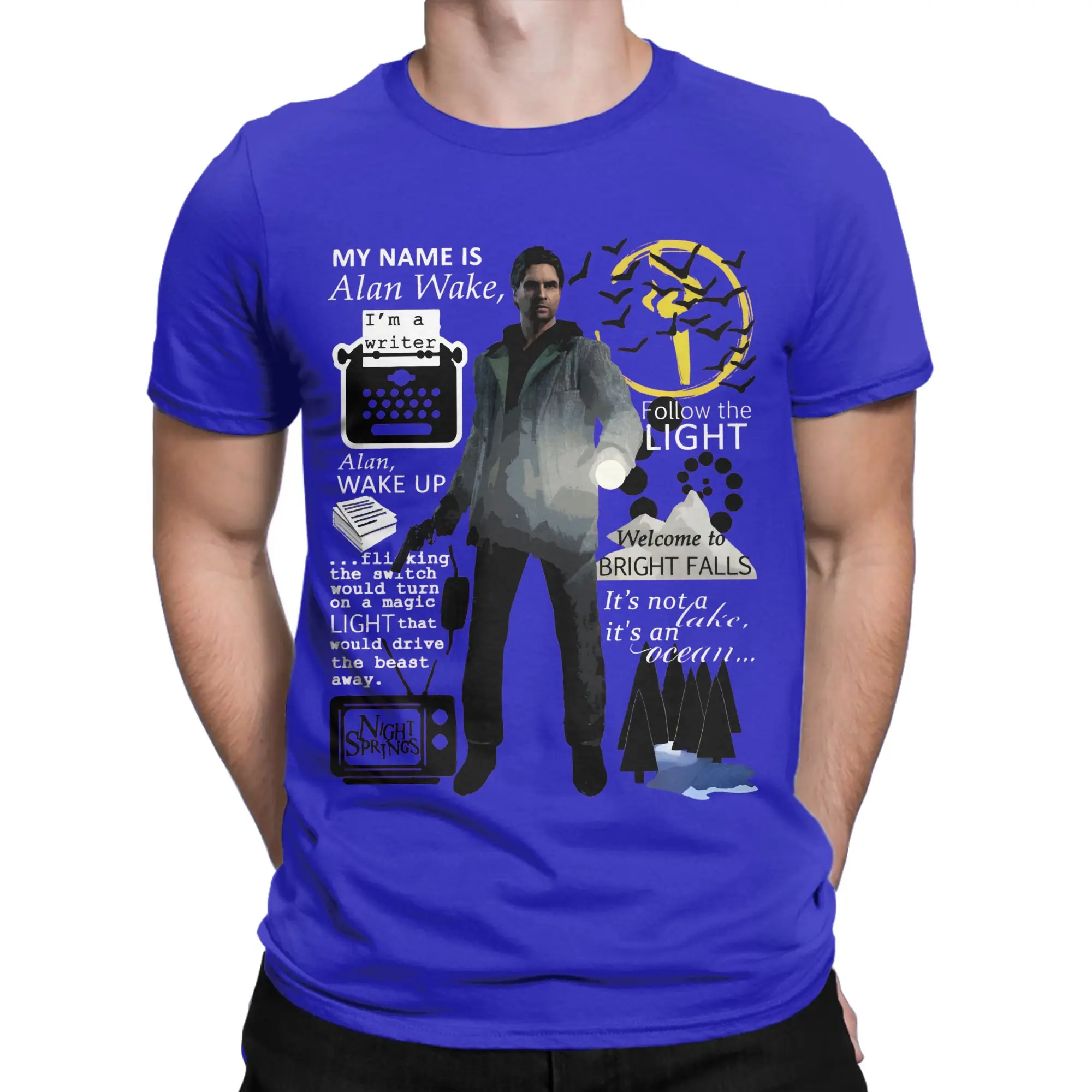 Vintage Alan Wake T-Shirt Men Crewneck Cotton T Shirts  Short Sleeve Tees Original Tops