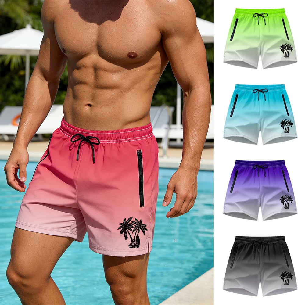 

Новые летние плавки с принтом кокосовых пальм для мужчин, модные и повседневные пляжные шорты на шнурке для плавания и серфинга