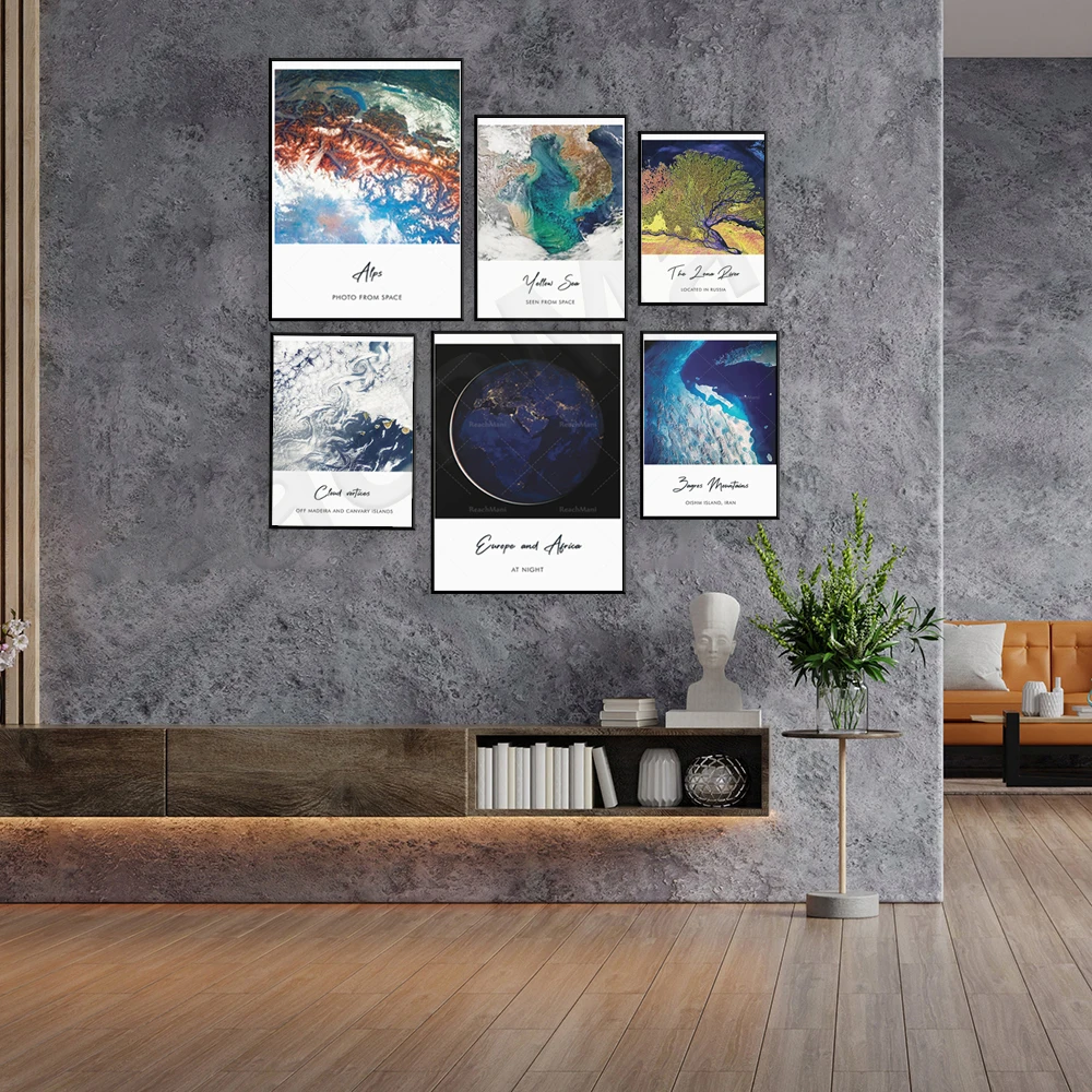 Greenland Coast, Mississippi River, Madila Islands and Golden Skin Islands, Oman, Zagros Mountains, Galaxy Space Galaxy Poster