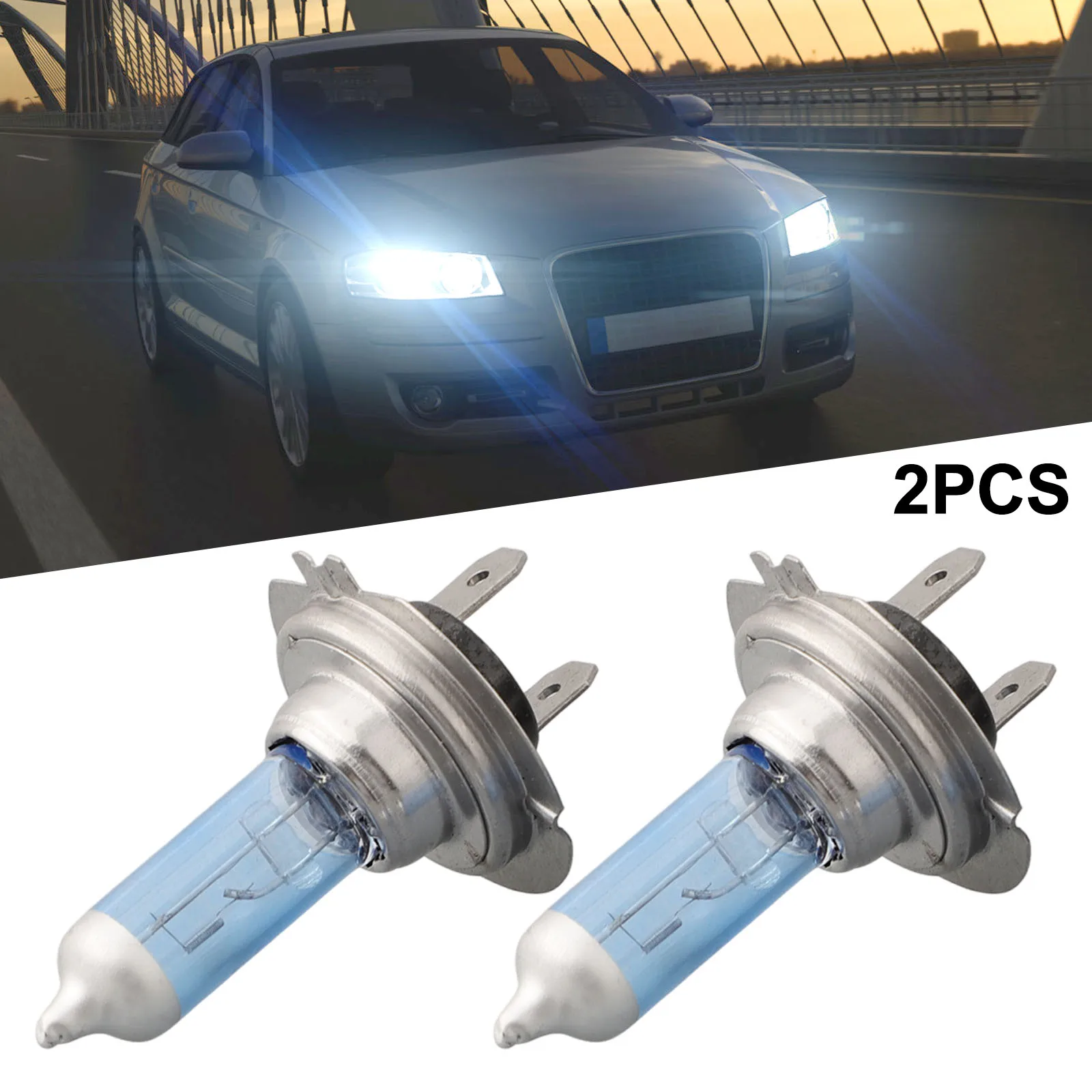 2 pçs brilhante h7 // 55w/12v/6000k halogênio farol lâmpadas de luz branca faróis de carro faróis de nevoeiro lâmpadas halógenas