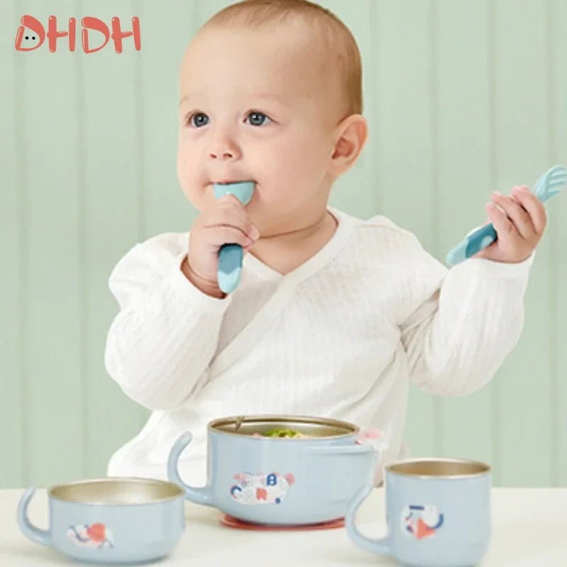 Baby And Children's Spoon And Fork Set Soft And Bendable Silicone Spoon And Fork Baby Learning Eating Training Tableware