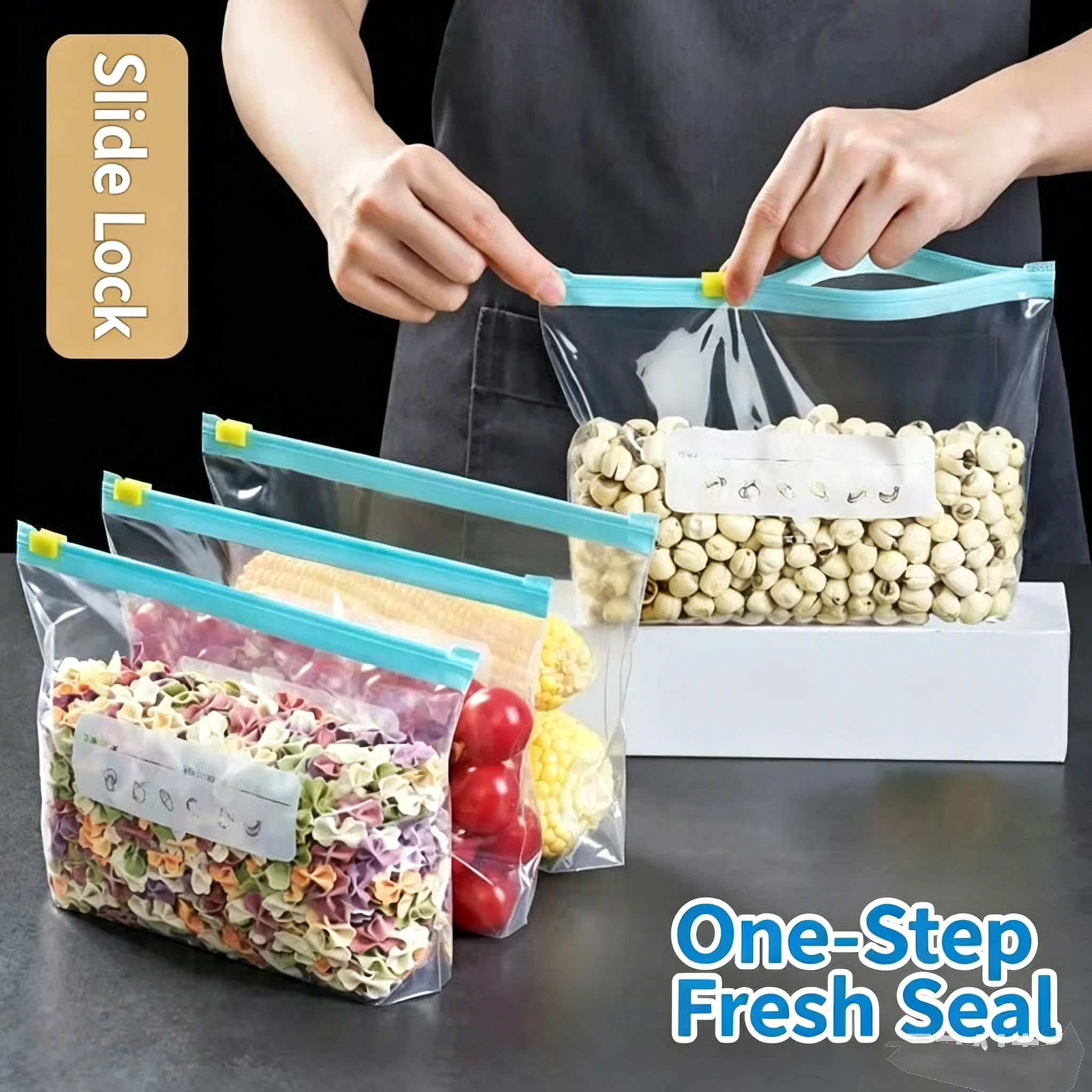 10/20Pcs Reusable Zipper Bag Stand Up Zip Shut Plastic Freezer Bag Fruit Vegetable Ziplock Kitchen Food Storage Organizer Pouch