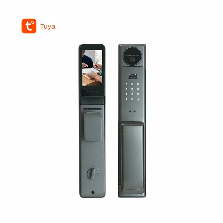 004 2024 New High quality 3D Face Recognition Unlock Intercom Function Tuya WIFI Mortise Smart Lock With Camera