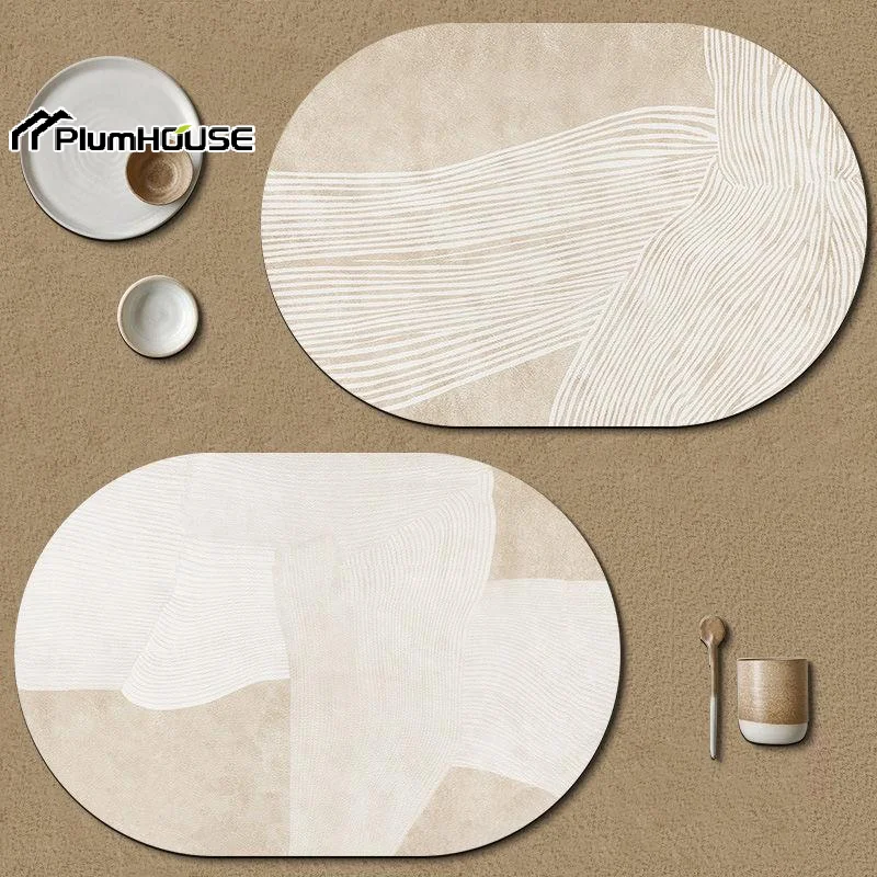 Nordic Style Oval PU Leather Placemat Waterproof And Oil-Proof Table Mats Western Restaurant Heat-Insulating Mats