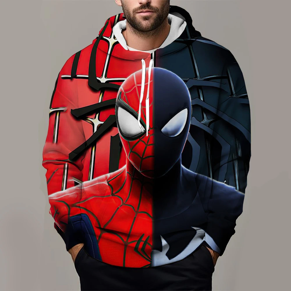 Jump into the Fray with the Avengers Spider-Man Hoodie Ideal Spring Autumn Apparel for Boys Mens Cheerful Cartoon Design