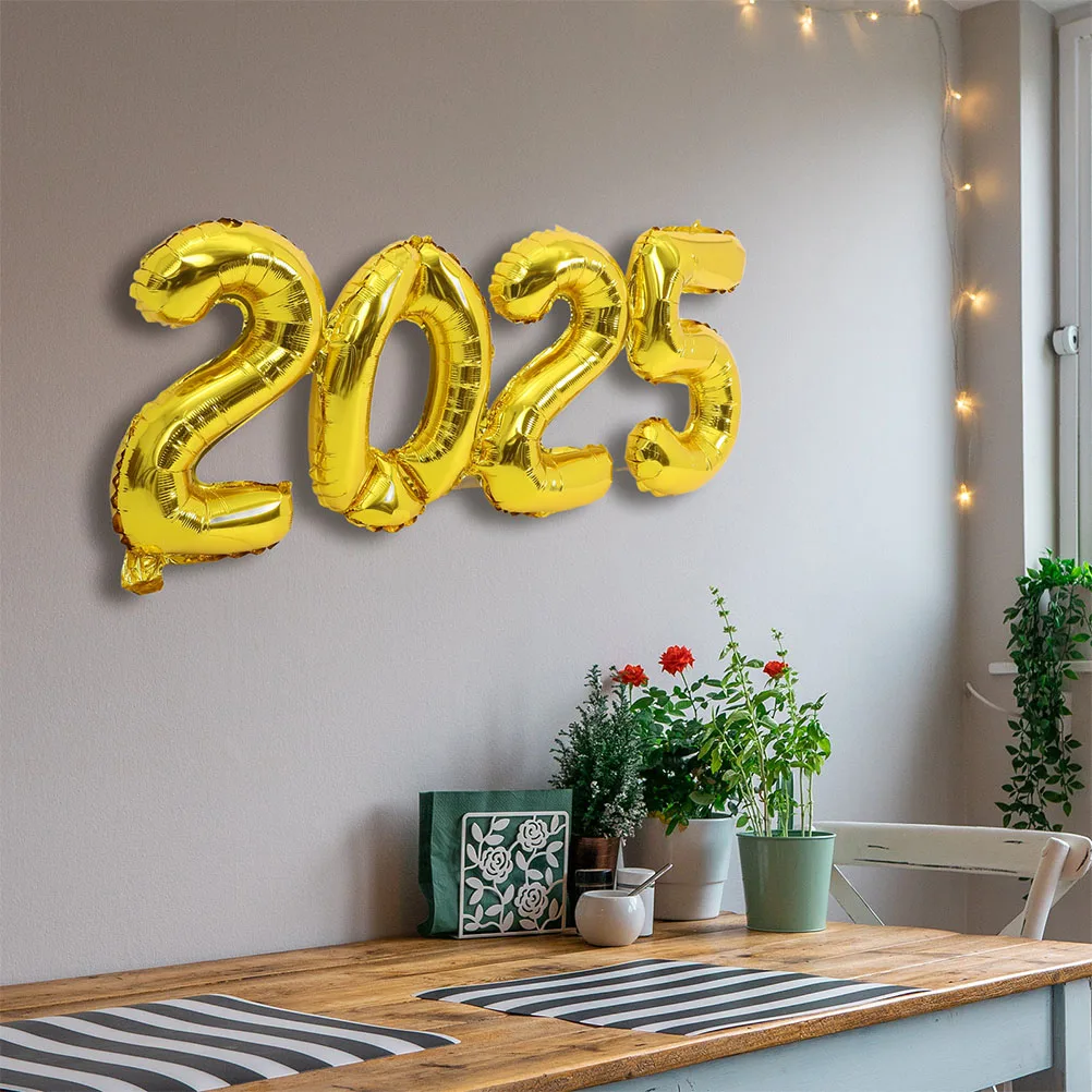 

2pcs 2025 Number Balloons Aluminum Film Reusable Foil New Year Party Decorations Graduation Anniversary Birthday