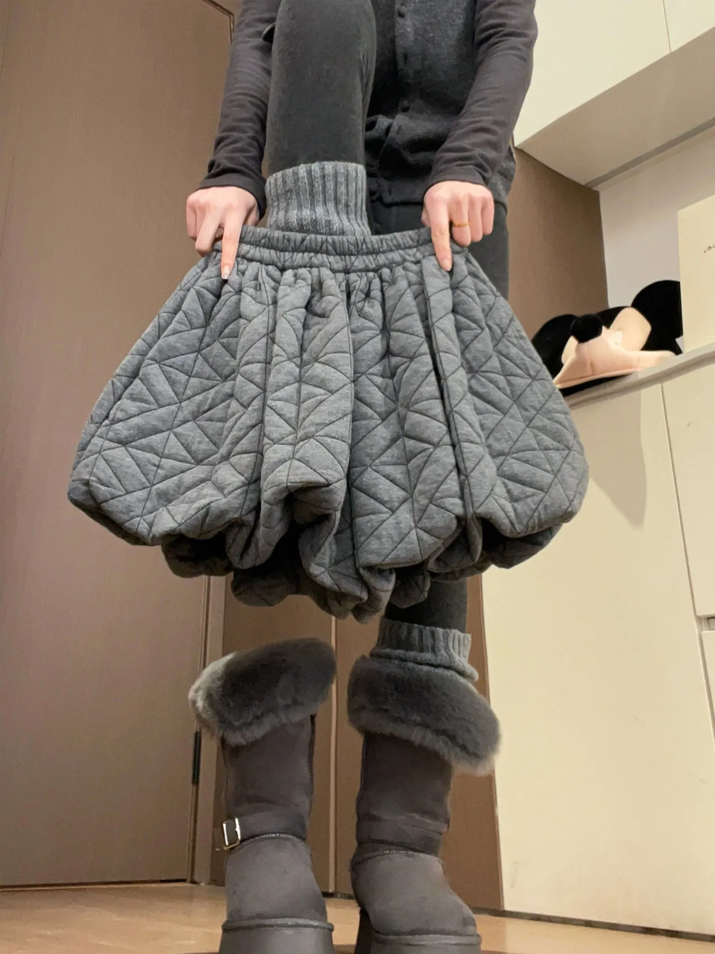 

Повседневные женские брюки-юбка А-силуэта с высокой талией, зимние, модные, для работы, вязаные, из полиэстера