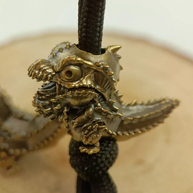 Cute Dinosaur Brass Knife Beads EDC Outdoor Paracord Handmade DIY Bracelets Accessories Umbrella Rope Woven Lanyard Pendants ﻿ ﻿