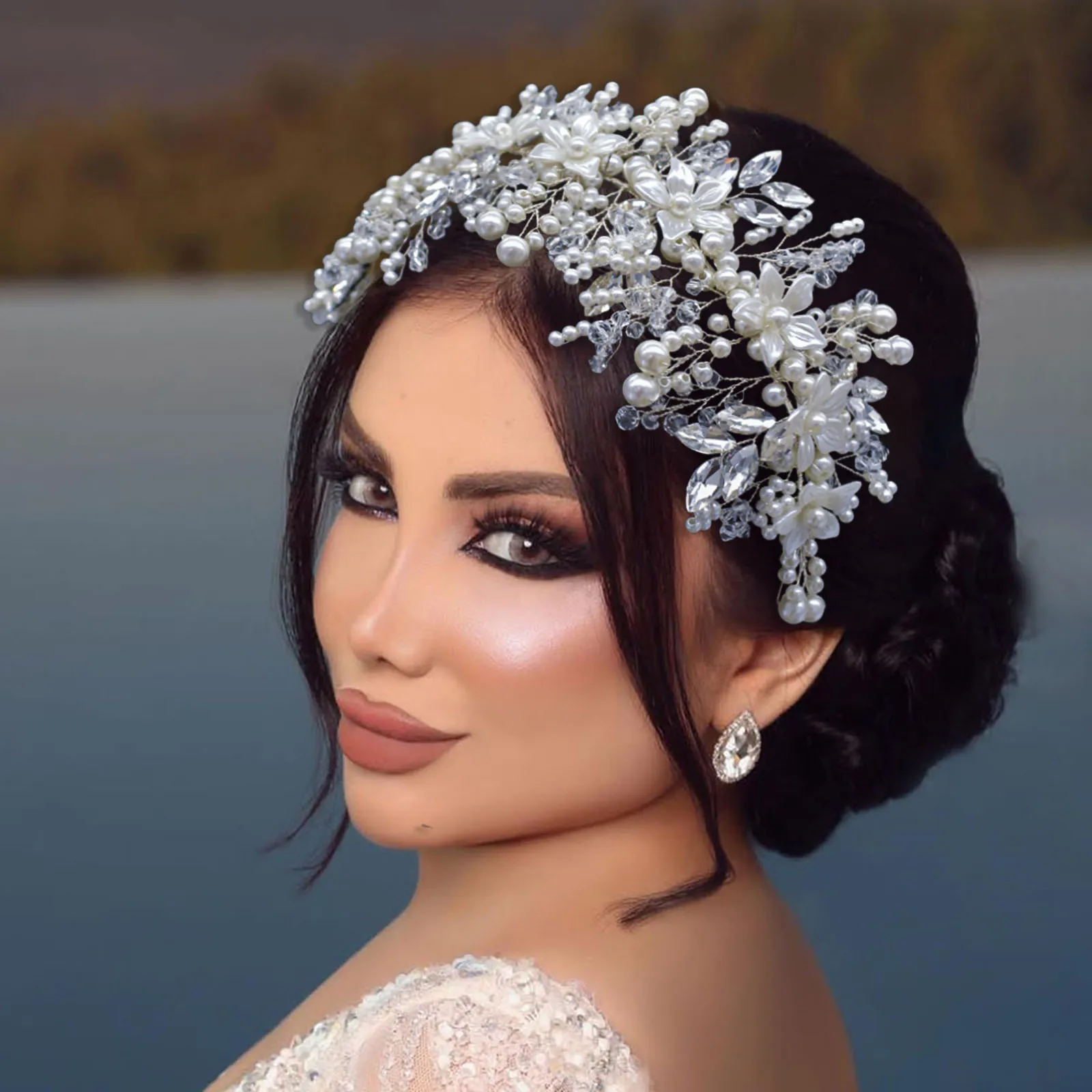 DZ023 Diadema de boda de cristal con perlas, accesorios para el cabello para mujer, diadema de novia con cuentas, Tiara de flores para dama de honor, joyería para cabeza de cumpleaños