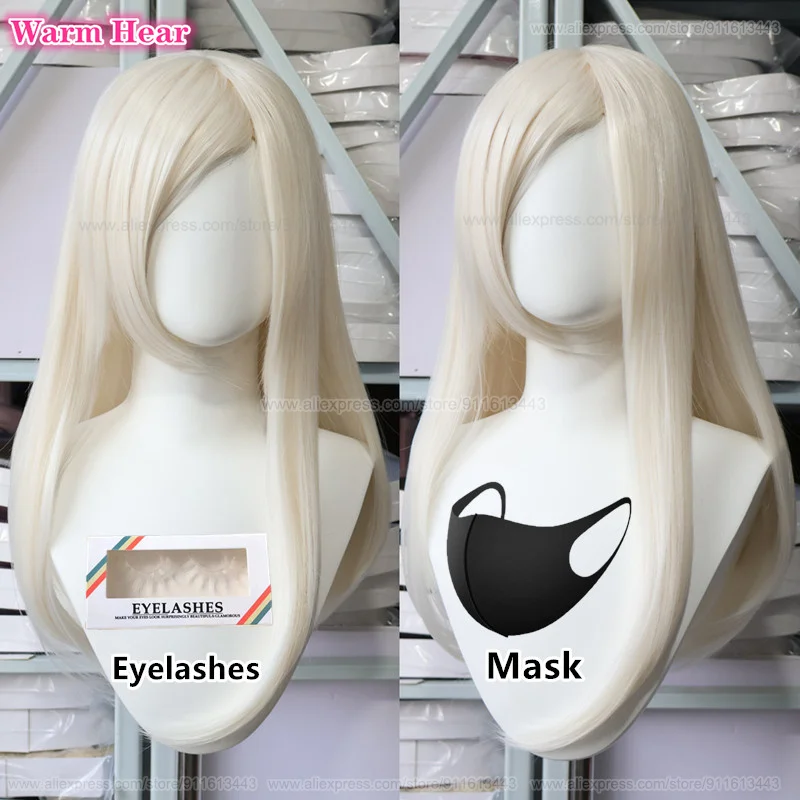 

Sanzu Haruchiyo Cosplay Wig Anime Cos Long 70cm Milky White Wig And Mask Heat Resistant Synthetic Wigs Halloween Party + Wig Cap