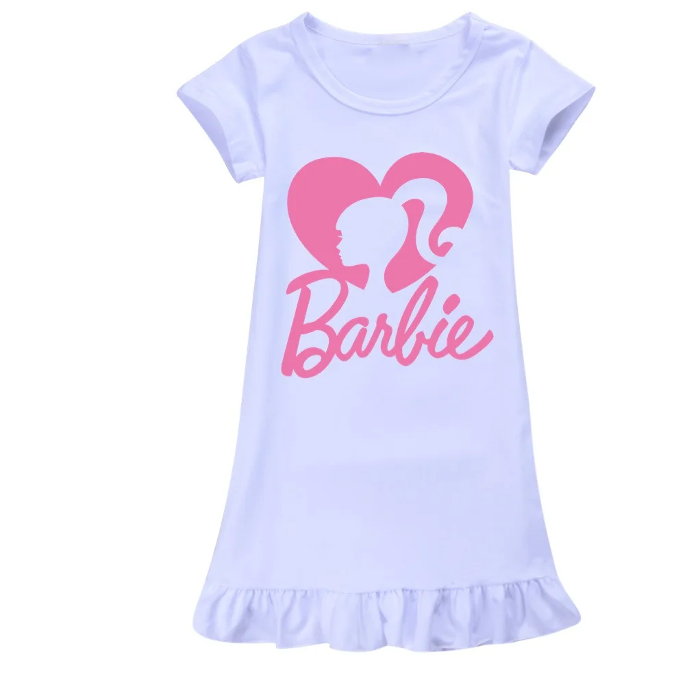 2-12 Years Teenager Barbie Nightgown Children's Pajamas Teens Girls Nightgowns Sleeping Dress Night Wear Baby Clothes