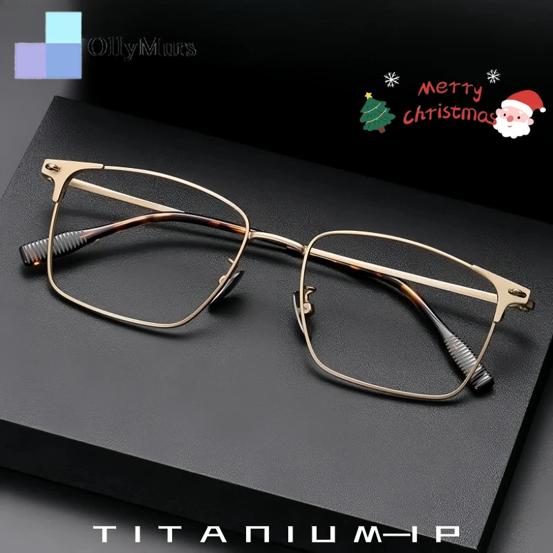 

OLLYMURS деловые мужские очки из титанового сплава по рецепту, ретро темпераментные квадратные сверхлегкие оптические очки, очки