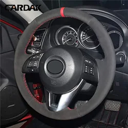 Customize Car Steering Wheel Braid Cover Black Soft Suede For Mazda 3 Axela Mazda 6 Atenza Mazda 2 CX-3 CX3 CX-5 CX5 Scion