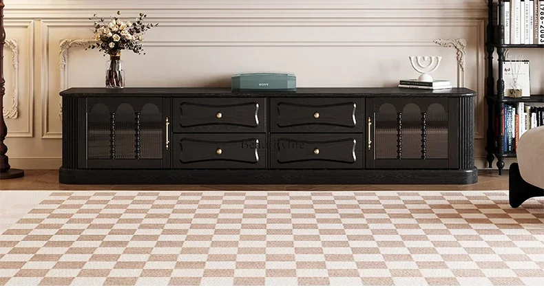 

13American light luxury all solid wood TV cabinet French retro simple modern living room audio-visual cabinet