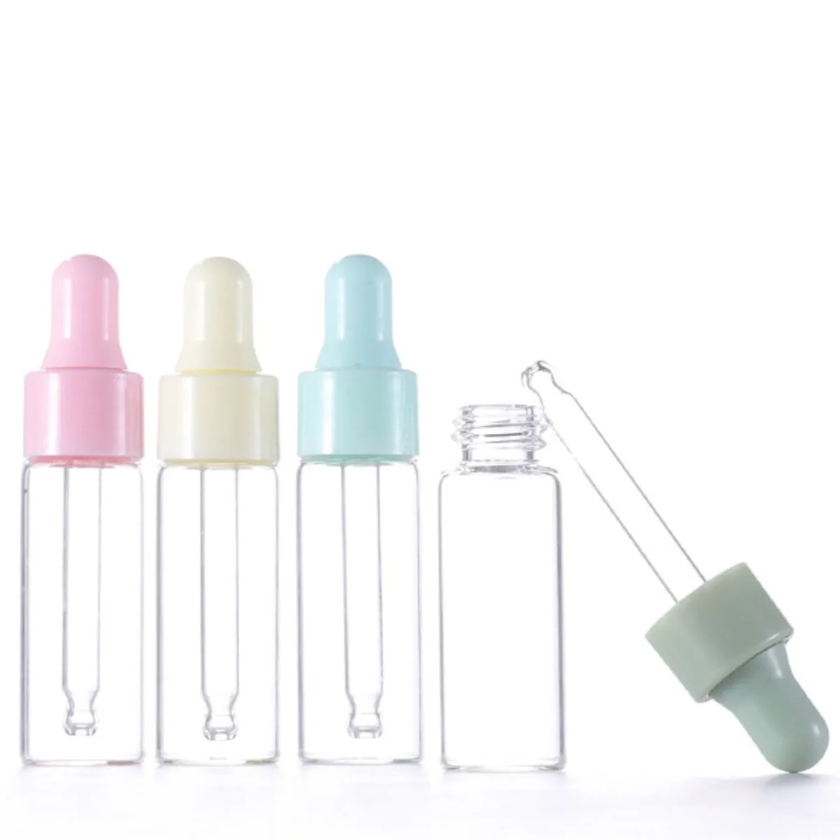 10x 1/2/3/5ml Clear Glass Dropper Bottles Macaroon Cap Serum Essential Perfume Oil Mini Portable Travel Dripper Eye Drop Pipette